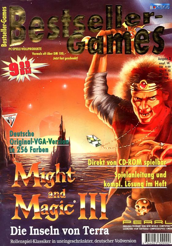 Front Cover for Might and Magic III: Isles of Terra (DOS) (BestSeller Games #3 Covermount)