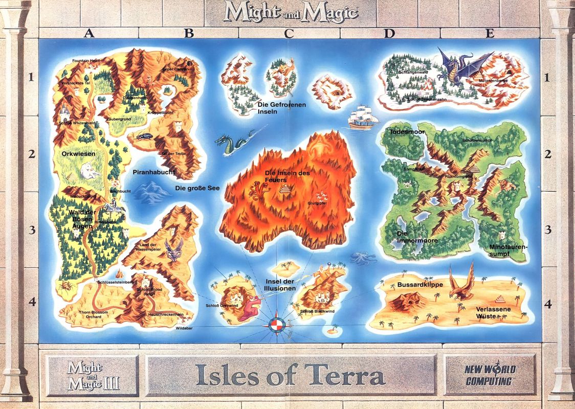 Map for Might and Magic III: Isles of Terra (DOS) (BestSeller Games #3 Covermount)