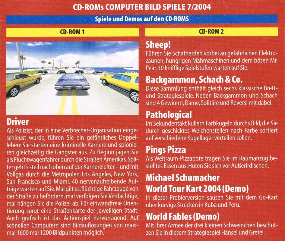 Other for Driver (Windows) (Computer Bild Spiele 7/2004 covermount): Jewel Case - Back