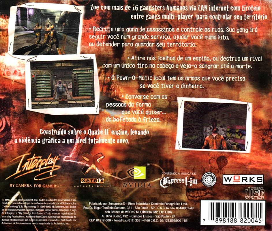 Other for Kingpin: Life of Crime (Windows): Jewel Case - Back