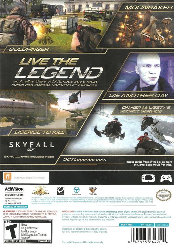 Back Cover for 007: Legends (Wii U)