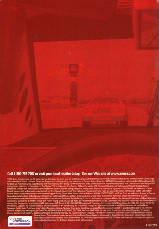 Manual for NASCAR Racing 2003 Season (Windows): Back