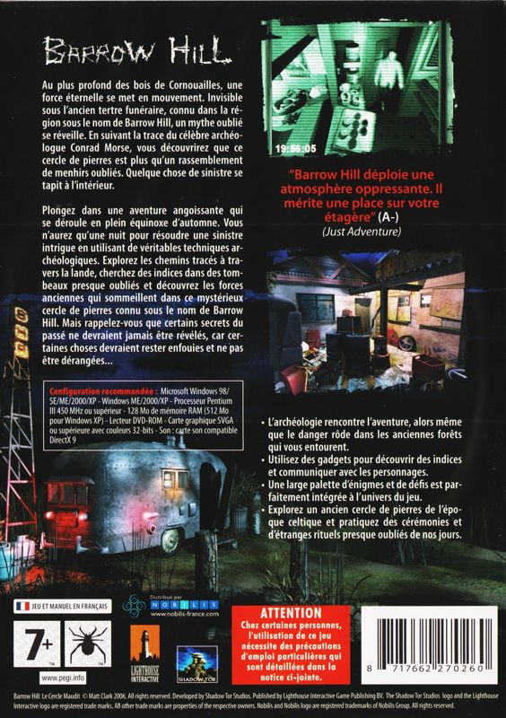 Back Cover for Barrow Hill: Curse of the Ancient Circle (Windows)