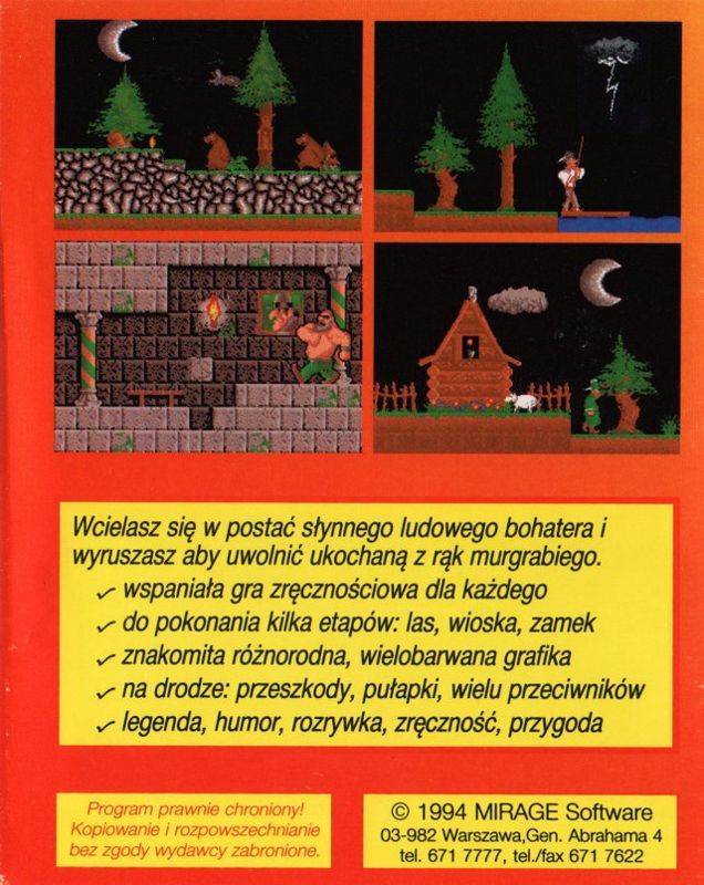 Back Cover for Janosik (Amiga)