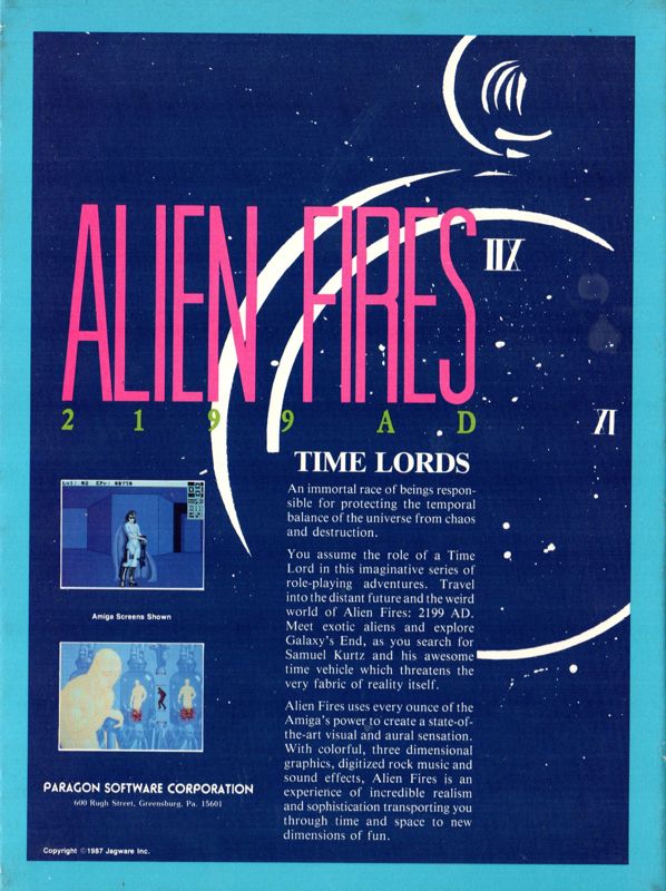 Back Cover for Alien Fires: 2199 AD (Amiga)