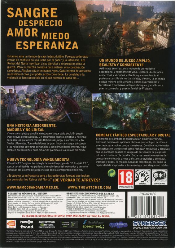 Back Cover for The Witcher 2: Assassins of Kings (Windows)