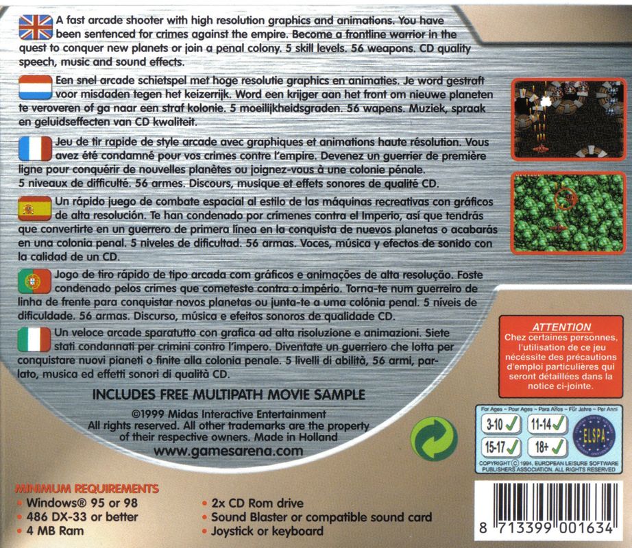 Back Cover for Wingstar (DOS) (Pocket Price Games budget release)