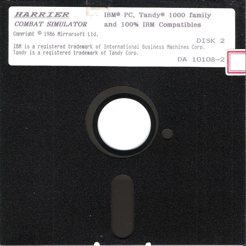 Media for Harrier Combat Simulator (DOS): Disk (1/2) -- Alternate Label