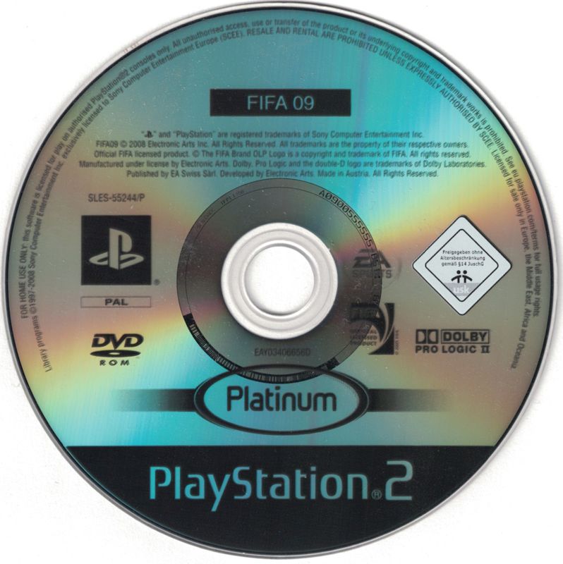 Media for FIFA Soccer 09 (PlayStation 2) (Platinum release)