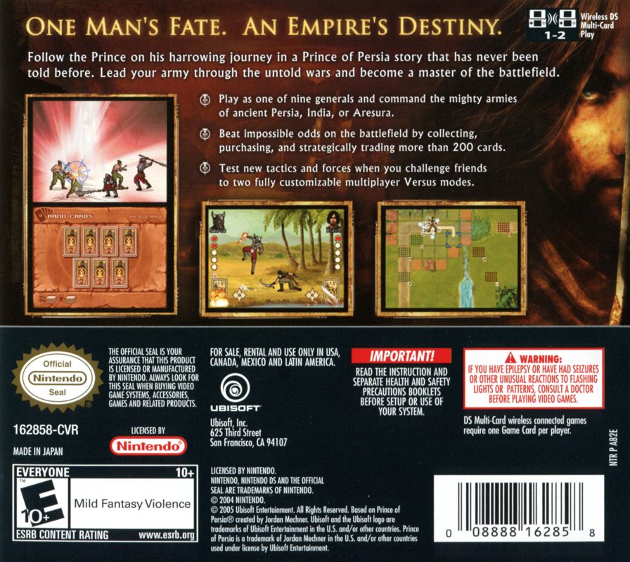 Back Cover for Battles of Prince of Persia (Nintendo DS)