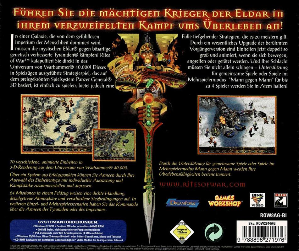 Other for Warhammer 40,000: Rites of War (Windows): Jewel Case - Back