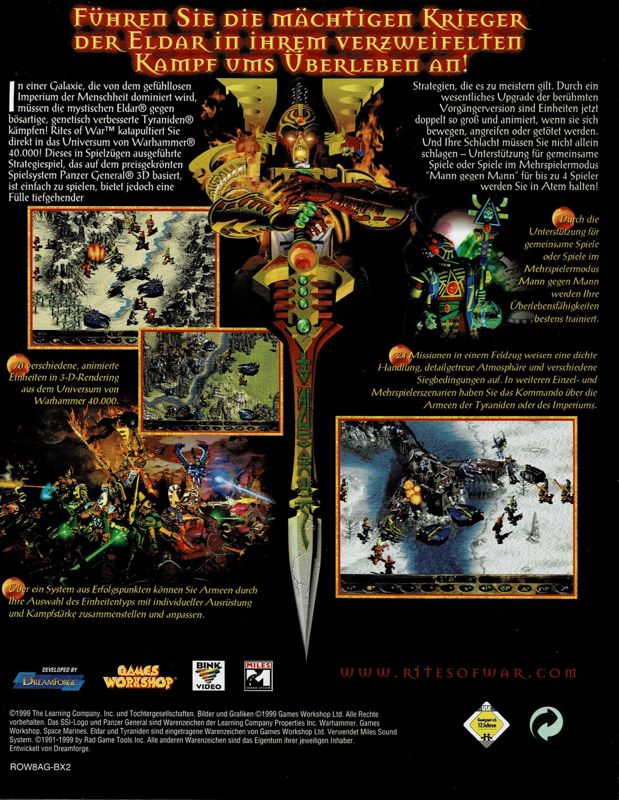 Back Cover for Warhammer 40,000: Rites of War (Windows)