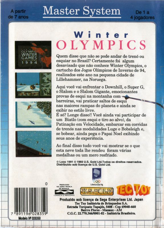 Back Cover for Winter Olympics: Lillehammer '94 (SEGA Master System)