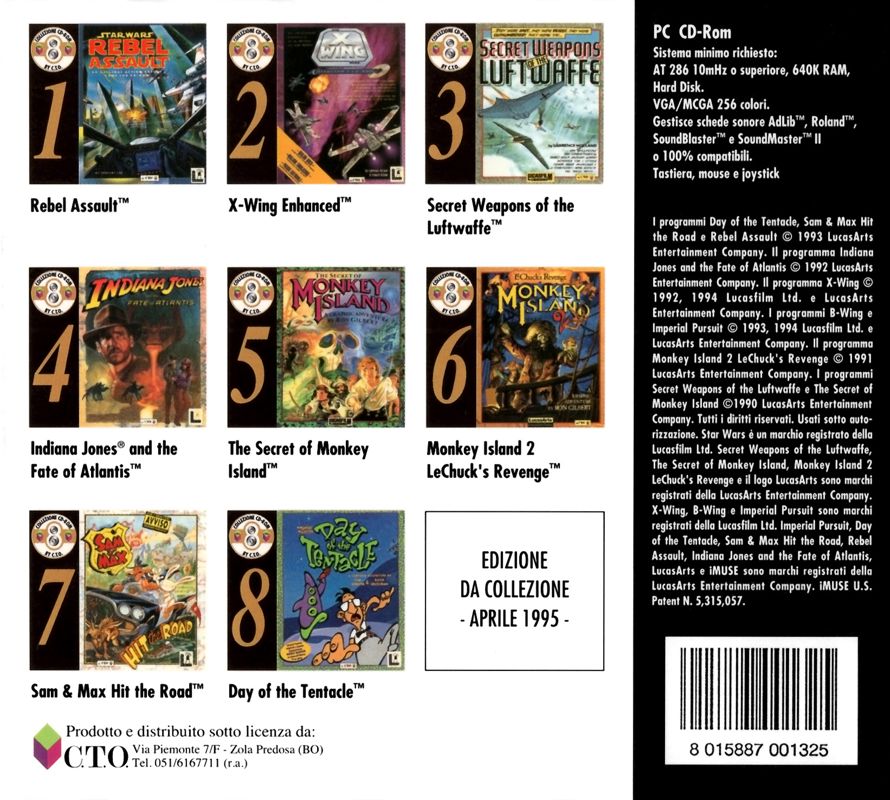Back Cover for Indiana Jones and the Fate of Atlantis (DOS) (Collezione CD-ROM by C.T.O. #4 (Black Label Series), DigiPak)