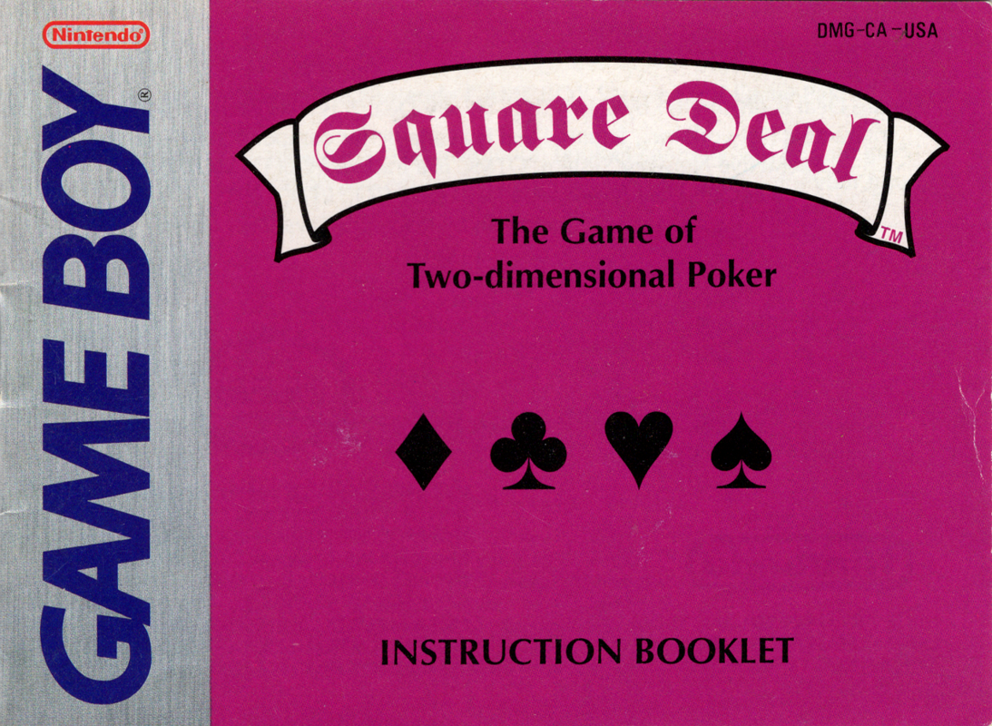 Manual for Square Deal (Game Boy): Front