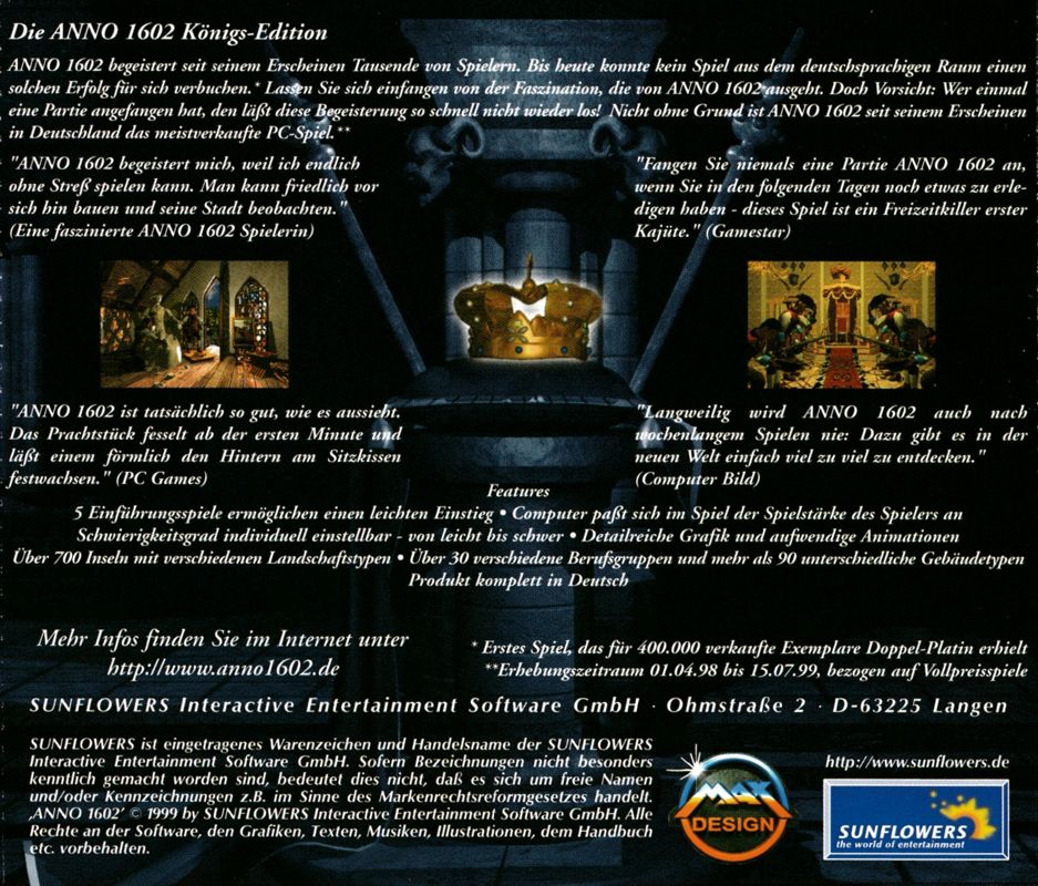 1602 A.D. cover or packaging material - MobyGames