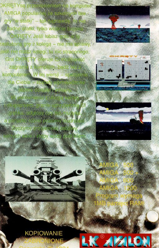 Back Cover for Okręty (Amiga) (VHS Box)