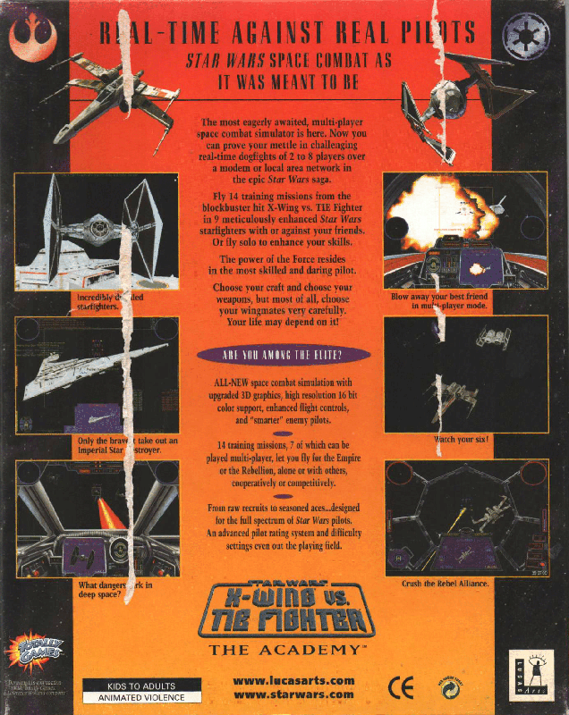 Back Cover for Star Wars: X-Wing Vs. TIE Fighter - Flight School (Windows)
