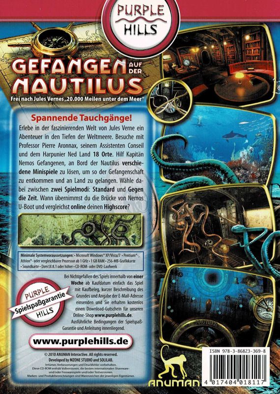 Back Cover for 20,000 Leagues Under the Sea: Captain Nemo (Windows) (Purple Hills release)