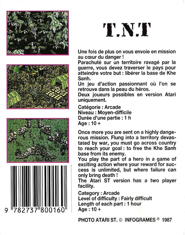 Back Cover for T.N.T (MSX)