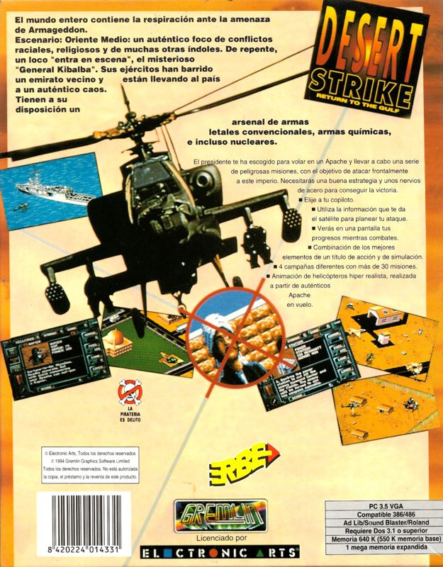 Back Cover for Desert Strike: Return to the Gulf (DOS)