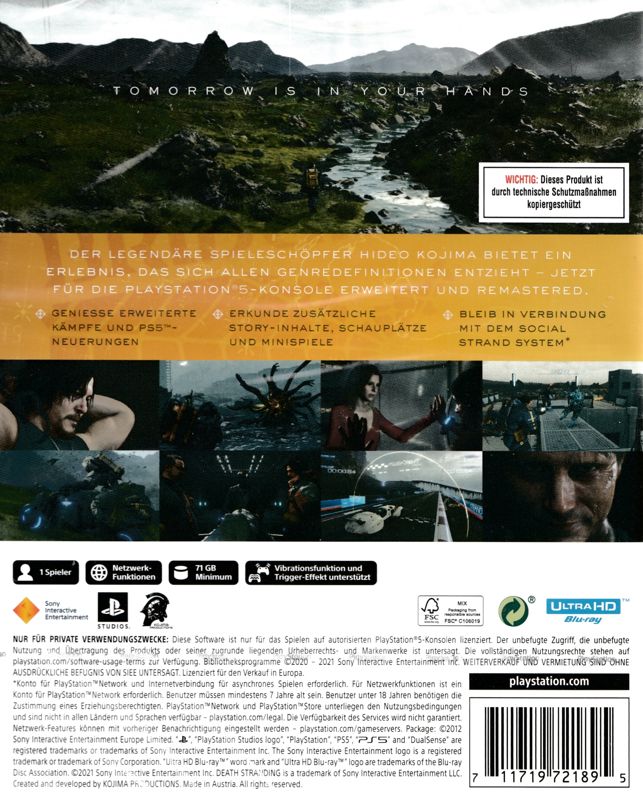 Back Cover for Death Stranding: Director's Cut (PlayStation 5)