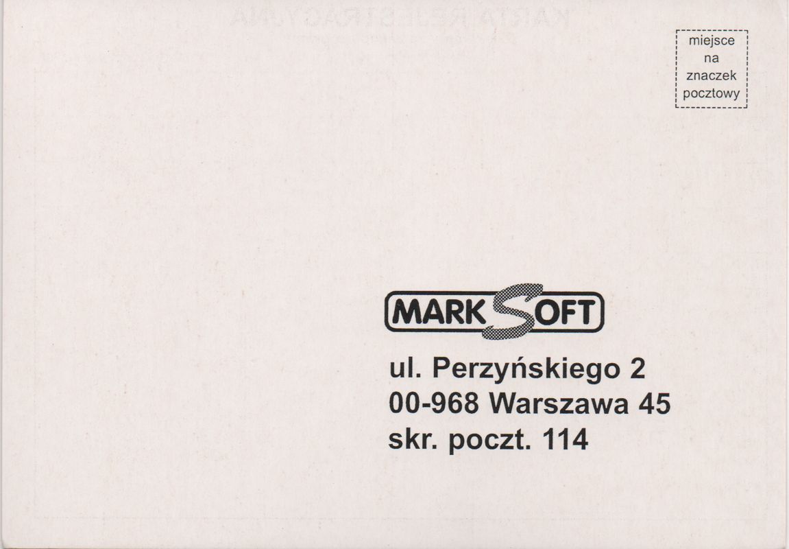 Extras for Dyslektyk (DOS): Registration Card - Front
