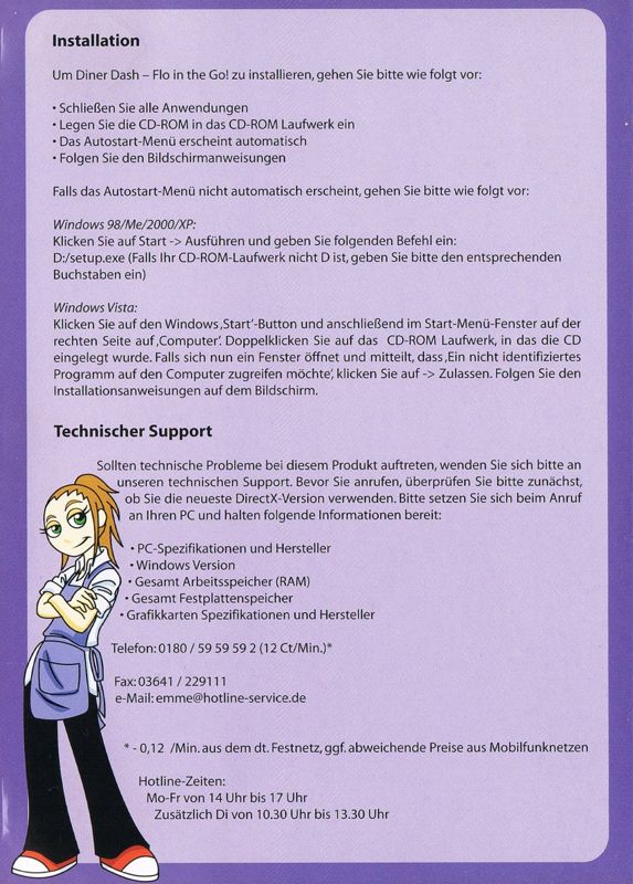Inside Cover for Diner Dash: Flo on the Go (Windows): Left Inlay