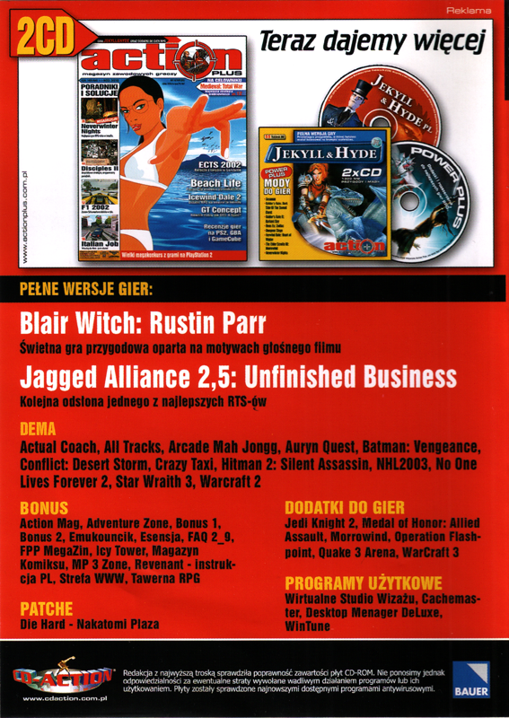 Other for Jagged Alliance 2: Unfinished Business (Windows) (CD-Action magazine 11/2002 covermount): Keep Case - Back