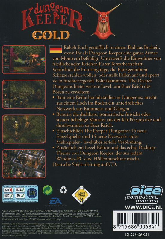 Back Cover for Dungeon Keeper: Gold Edition (Windows)