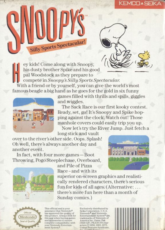 Back Cover for Snoopy's Silly Sports Spectacular (NES)