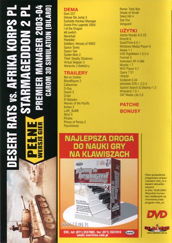 Other for Desert Rats vs. Afrika Korps (Windows) (CD-Action magazine #102 (8/2004) covermount (DVD version)): Keep Case - Back