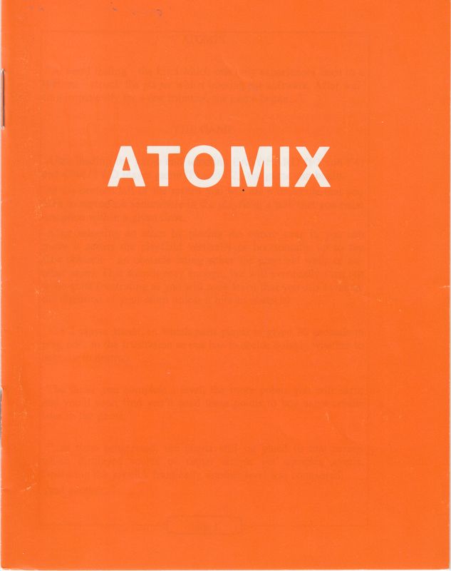 Manual for Atomix (DOS) (5.25" Disk release): front