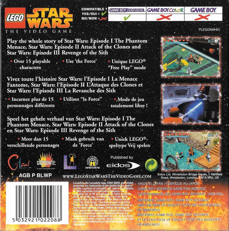 Back Cover for LEGO Star Wars: The Video Game (Game Boy Advance)