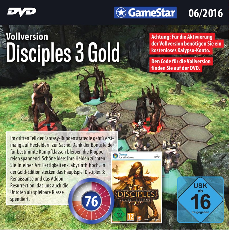 Other for Disciples III: Gold Edition (Windows) (GameStar 06/2016 covermount): Electronic cover (Jewel Case - Front)