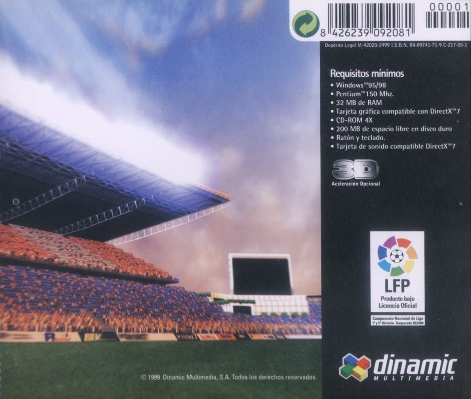 Other for PC Fútbol 2000 (Windows): Jewel Case - Back