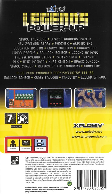 Back Cover for Taito Legends: Power-Up (PSP)
