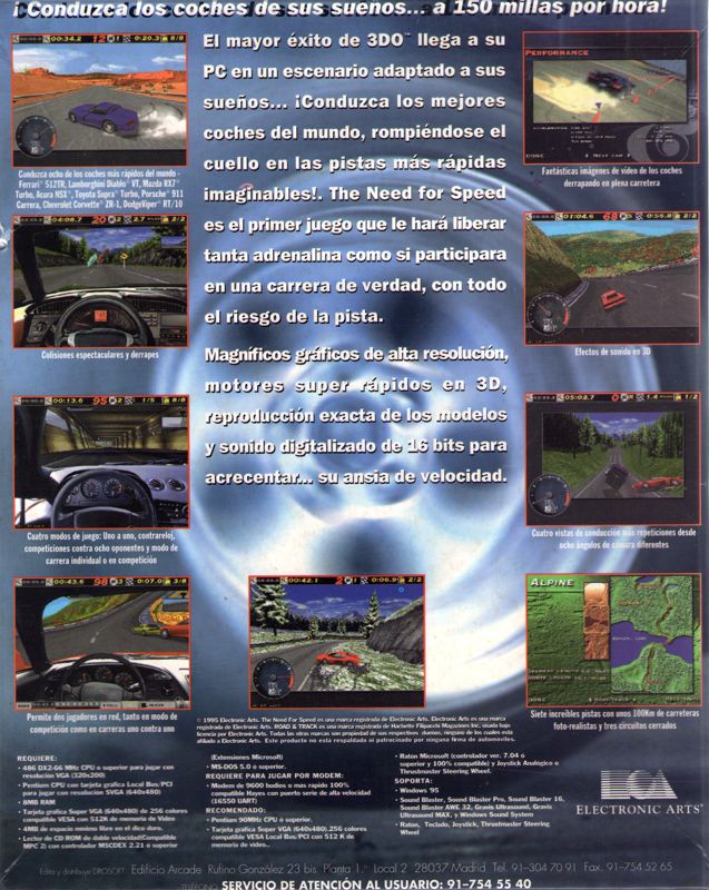 Back Cover for The Need for Speed (DOS)