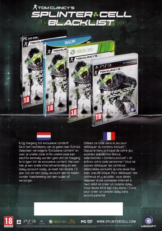 Tom Clancy's Splinter Cell: Blacklist cover or packaging material