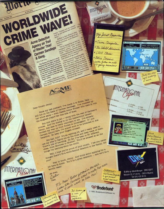 Back Cover for Where in the World is Carmen Sandiego? (Enhanced) (DOS) (3,5" floppy)