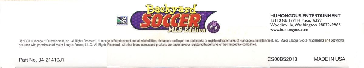 Spine/Sides for Backyard Soccer MLS Edition (Macintosh and Windows): Bottom