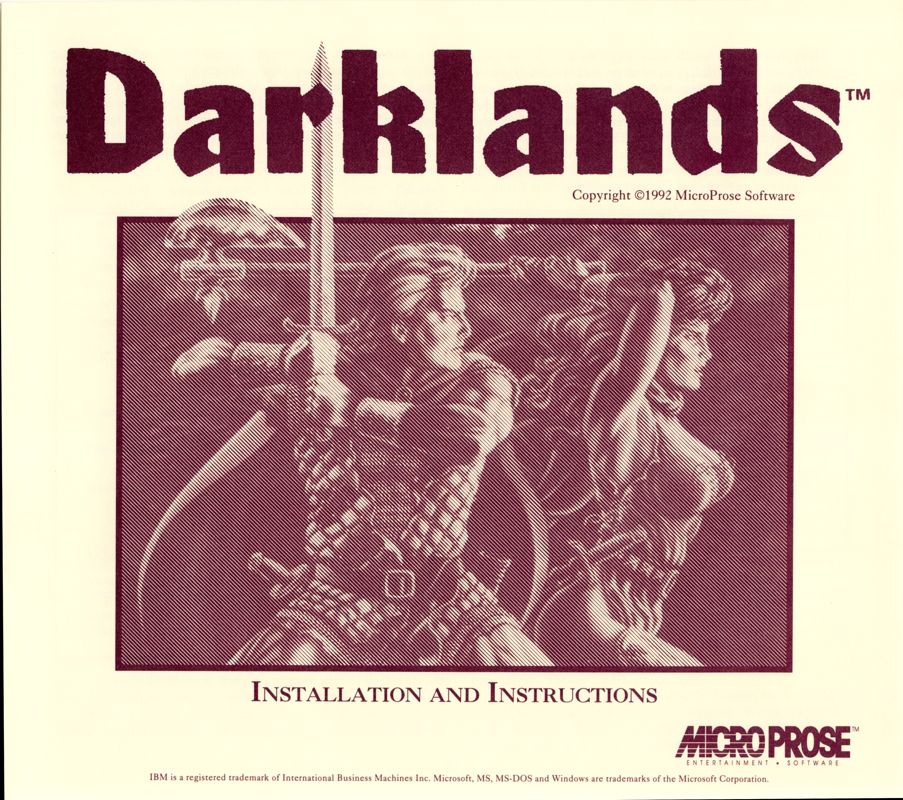 Manual for Darklands (DOS) (3.5" disk version): Installation and Instructions Manual Front