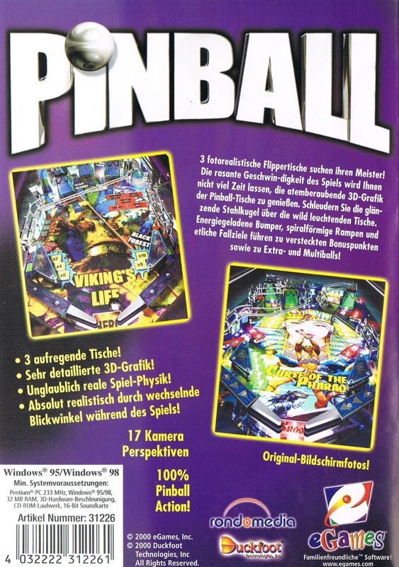 Back Cover for Pinball: Full-Tilt Fun! (Windows)