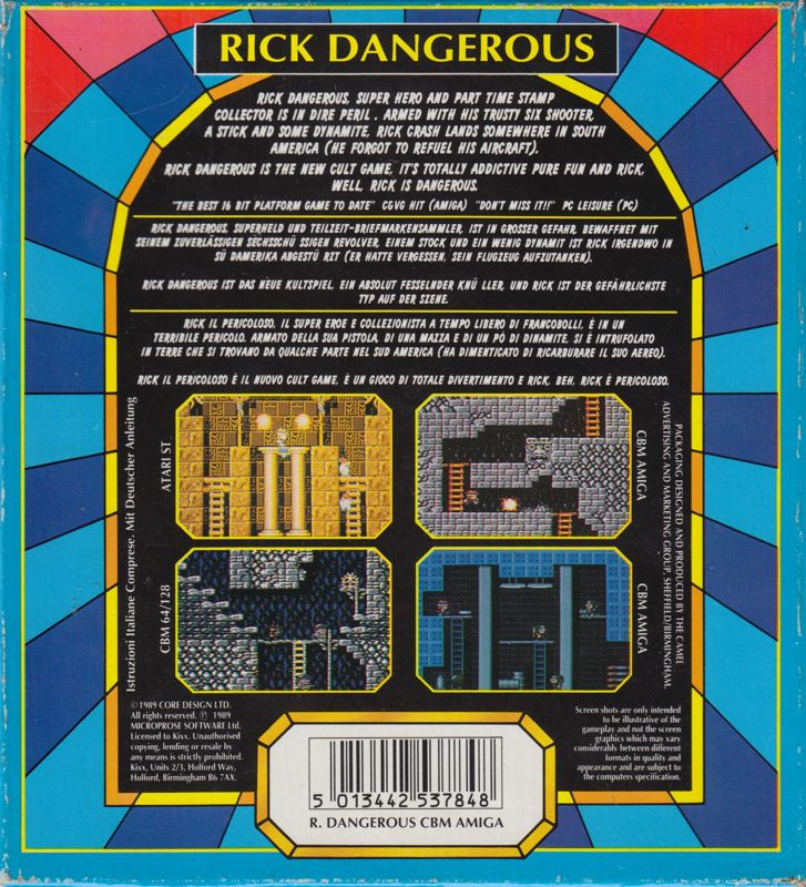 Back Cover for Rick Dangerous (Amiga) (Kixx release)