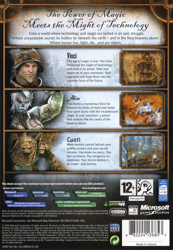 Back Cover for Rise of Nations: Rise of Legends (Windows)