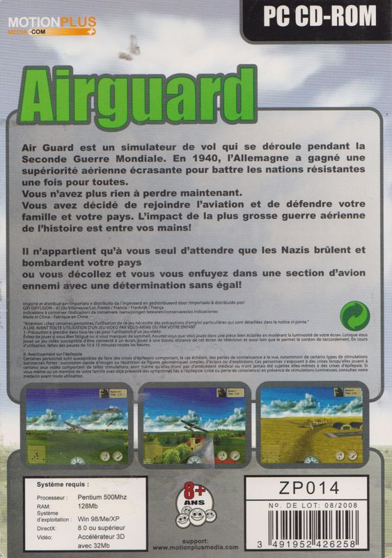 Back Cover for Plane Arcade (Windows) (GiFi Diffusion release (2005))
