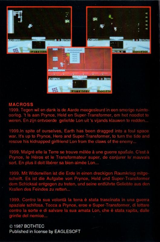 Back Cover for Macross (MSX)