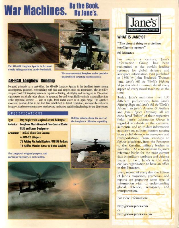 Inside Cover for Jane's Combat Simulations: Longbow 2 (Windows): Right Flap