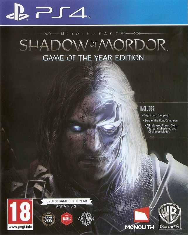 Front Cover for Middle-earth: Shadow of Mordor - Game of the Year Edition (PlayStation 4)