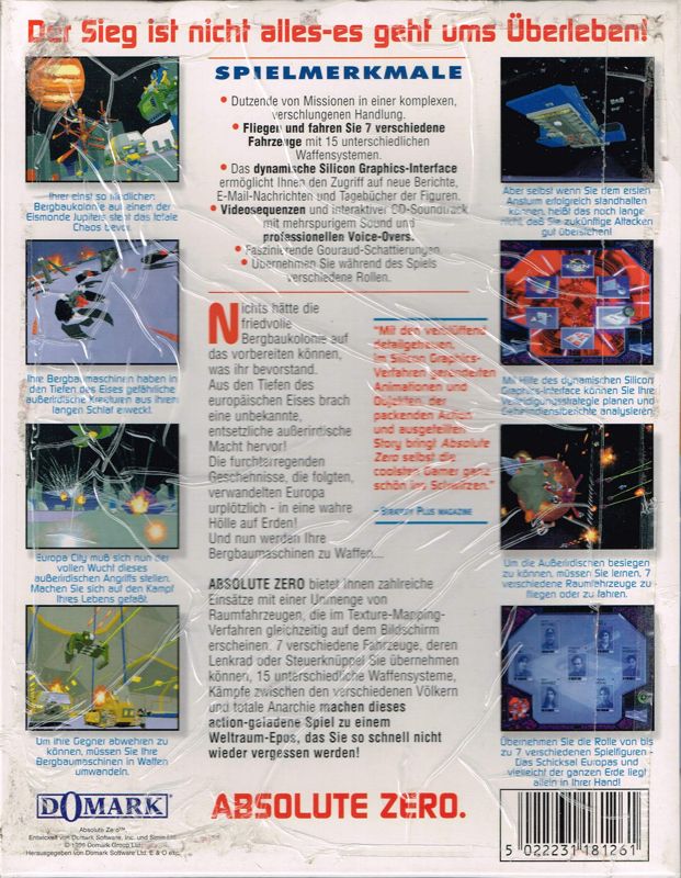 Back Cover for Absolute Zero (DOS)